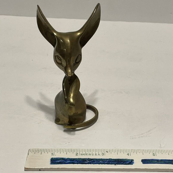 Vintage Brass Mouse Big Ears Long MCM Figurine Paperweight Mid Century Modern - Picture 8 of 8